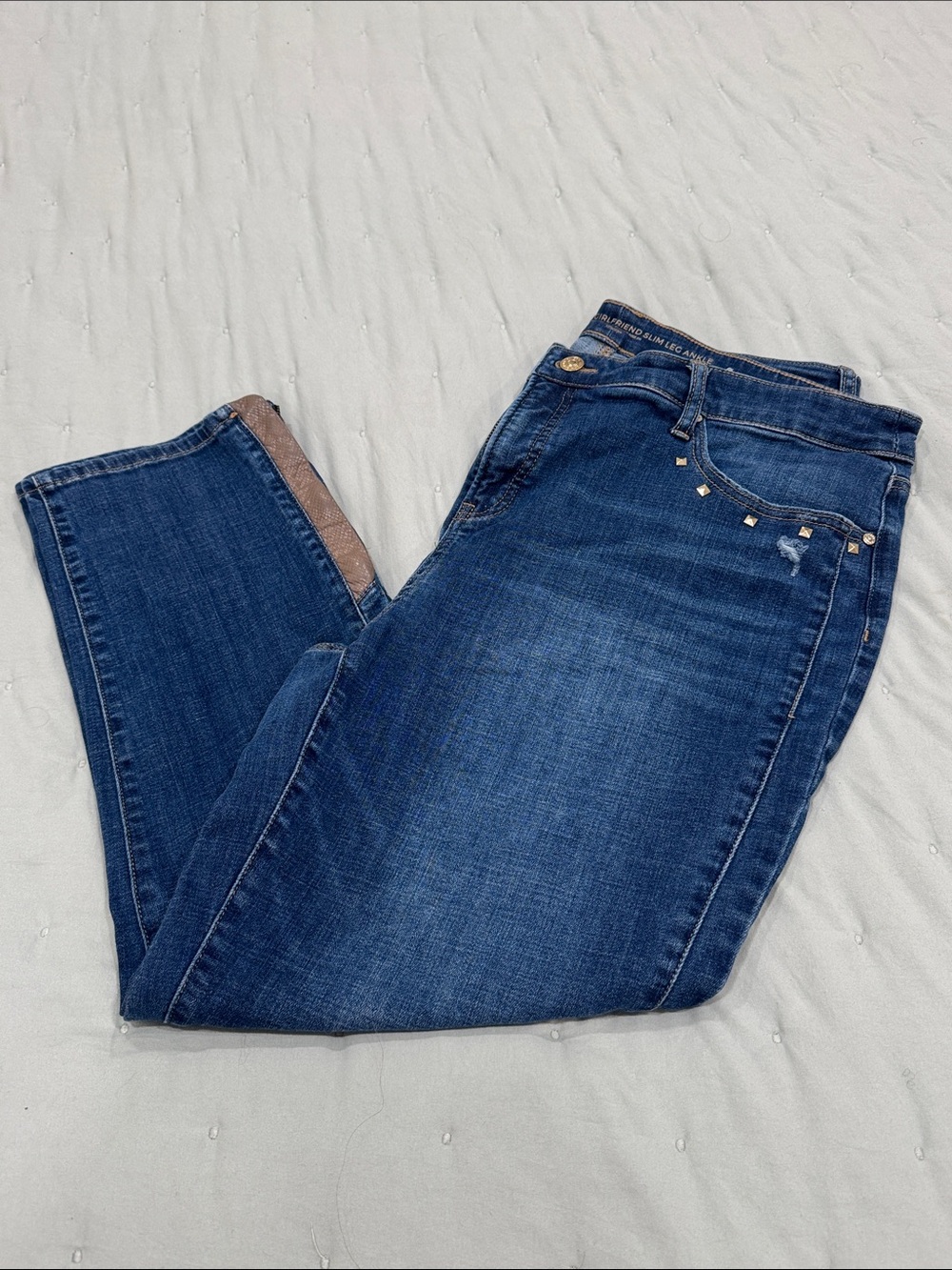 Chico’s Dark Blue Women's So Slimming Girlfriend Slim Ankle Jeans
